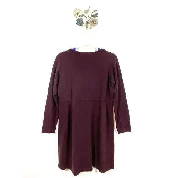 DULUTH TRADING CO Women’s Large Wearwithall Ponte Knit Burgundy Dress - Picture 5 of 8